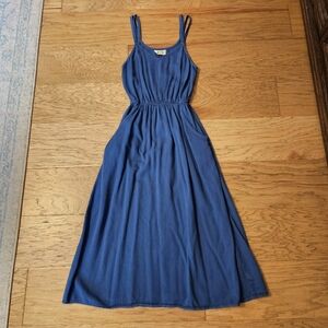 Universal Thread Blue Cotton Midi Sundress Small Elastic Waist V-Neck